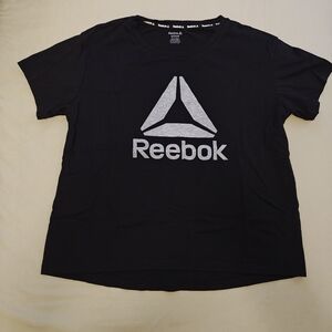Reebok Men's Black and Gray Logo Tee